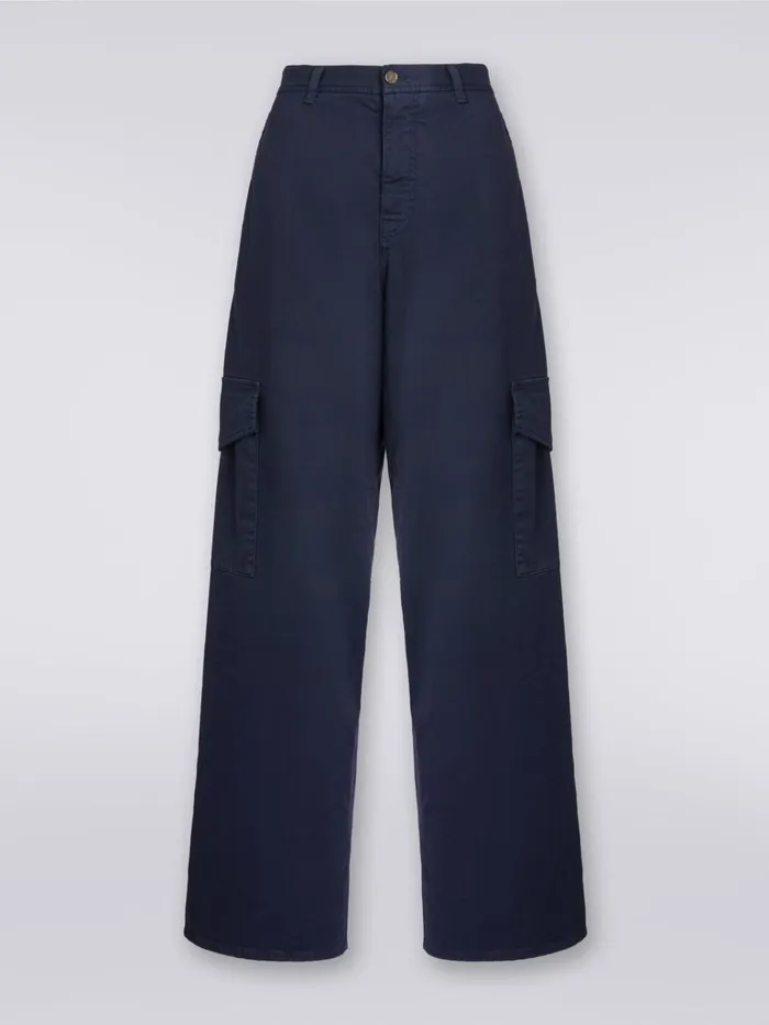 Women Cotton Cargo Trousers Dark Blue Missoni Trousers