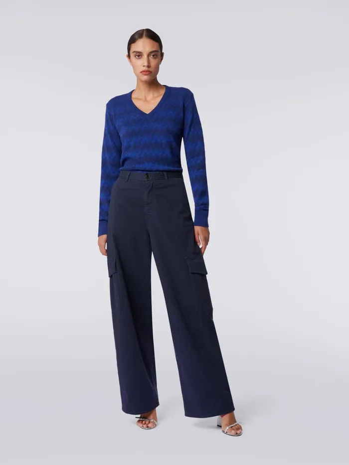 Women Cotton Cargo Trousers Dark Blue Missoni Trousers