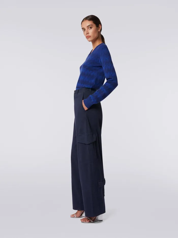 Women Cotton Cargo Trousers Dark Blue Missoni Trousers