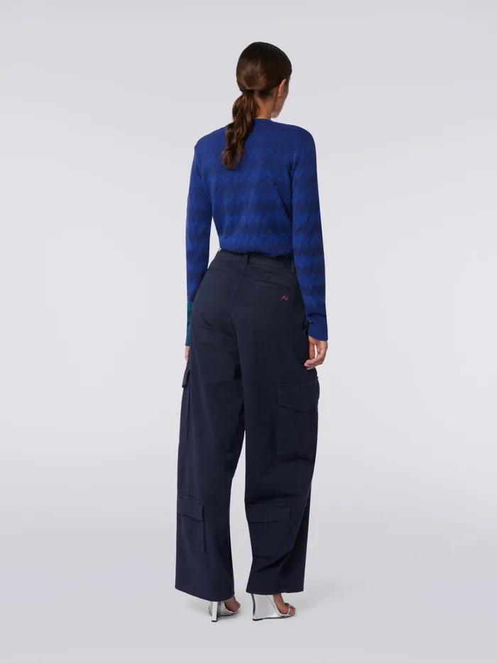 Women Cotton Cargo Trousers Dark Blue Missoni Trousers