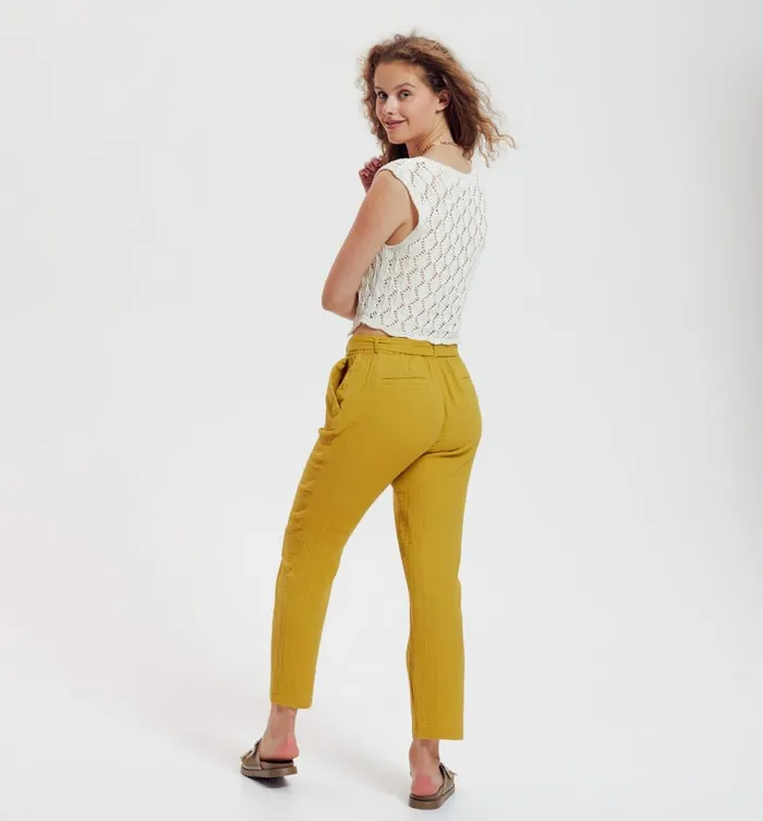 Women Cotton Gauze Trousers 8211 Anis Moyen Promod Trousers Women Cotton Gauze Trousers 8211 Anis Moyen Promod Trousers
