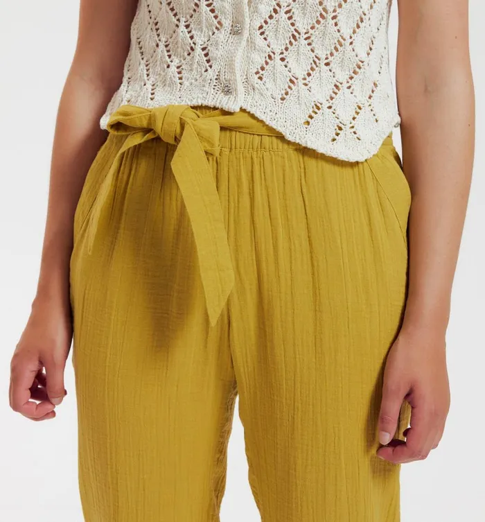 Women Cotton Gauze Trousers 8211 Anis Moyen Promod Trousers Women Cotton Gauze Trousers 8211 Anis Moyen Promod Trousers