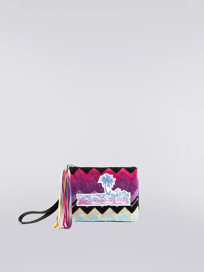 Women Cotton Terry Clutch With Logo Patch Multicoloured Missoni Bags
