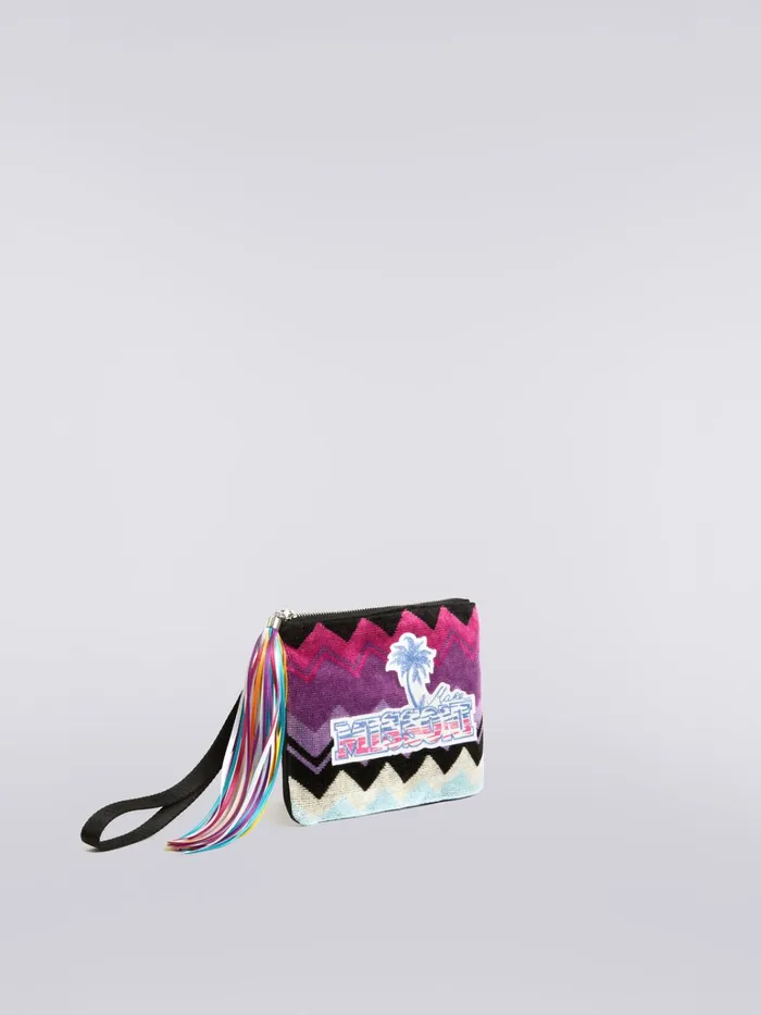 Women Cotton Terry Clutch With Logo Patch Multicoloured Missoni Bags