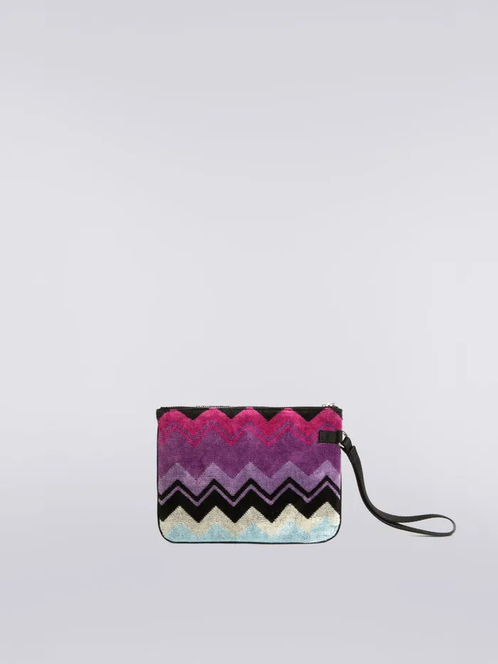 Women Cotton Terry Clutch With Logo Patch Multicoloured Missoni Bags