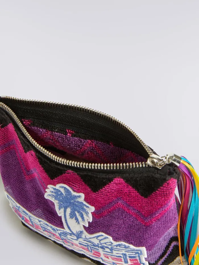Women Cotton Terry Clutch With Logo Patch Multicoloured Missoni Bags
