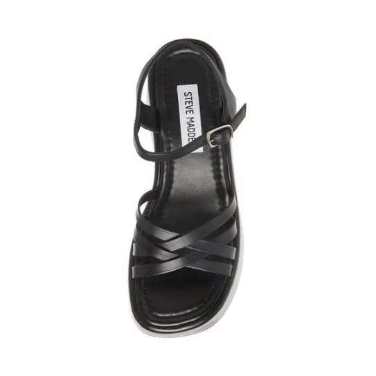 Women CRAZY30 BLACK LEATHER Black Leather Steve Madden Sandals Women CRAZY30 BLACK LEATHER Black Leather Steve Madden Sandals