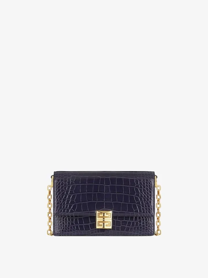 Women Crossbody Bags Givenchy Medium 4G Bag In Alligator With Chain Aubergine