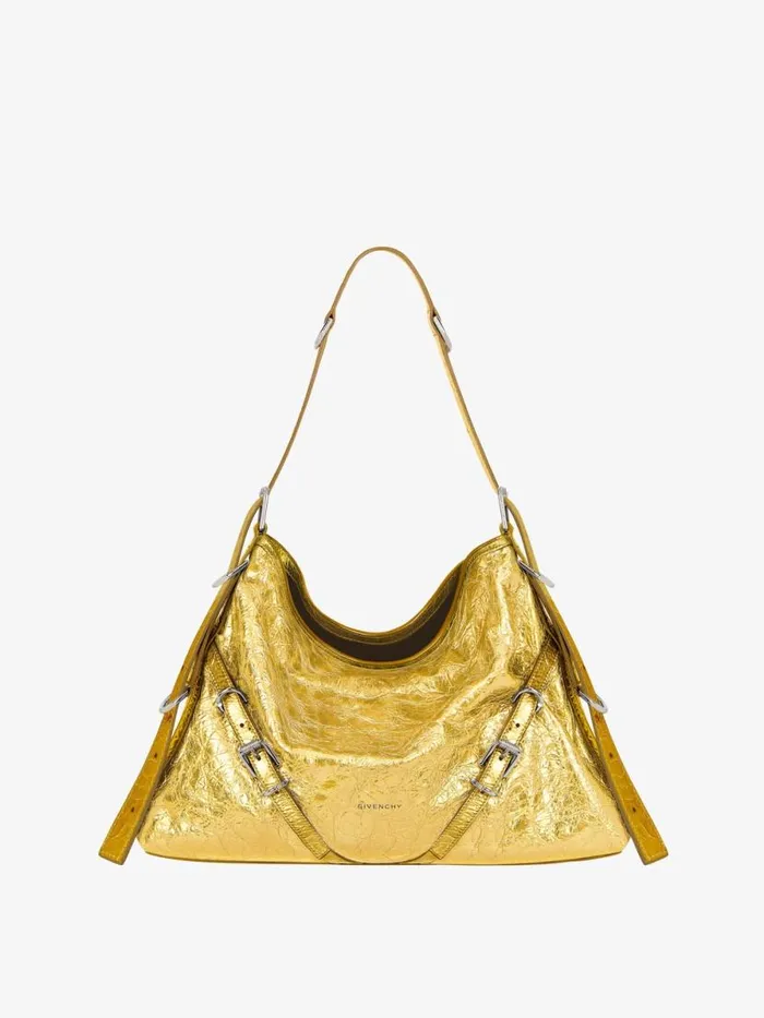 Women Crossbody Bags Givenchy Medium Voyou Bag In Laminated Leather Golden
