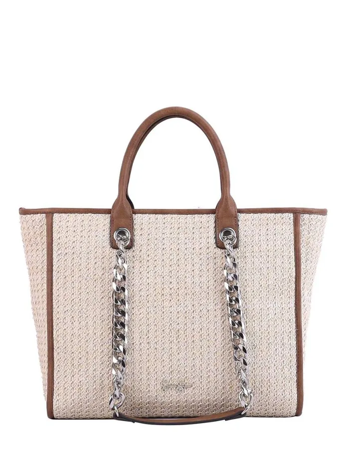 Women Dani Tote In Almond Brown Glitter Jessica Simpson Crossbody