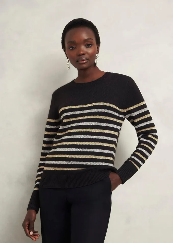 Women Destiny Sparkle Stripe Jumper Black Multi Hobbs Jumpers and Cardigans