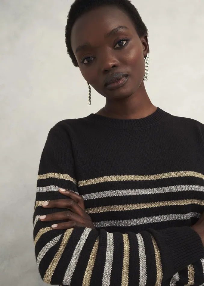 Women Destiny Sparkle Stripe Jumper Black Multi Hobbs Jumpers and Cardigans