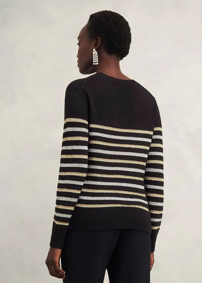 Women Destiny Sparkle Stripe Jumper Black Multi Hobbs Jumpers and Cardigans