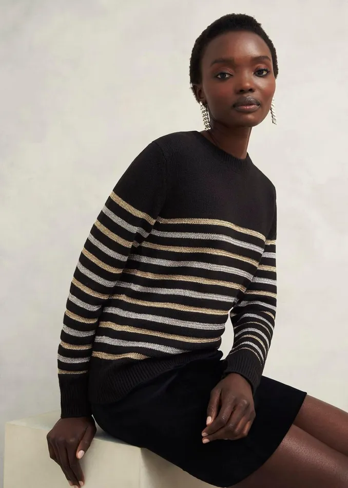 Women Destiny Sparkle Stripe Jumper Black Multi Hobbs Jumpers and Cardigans