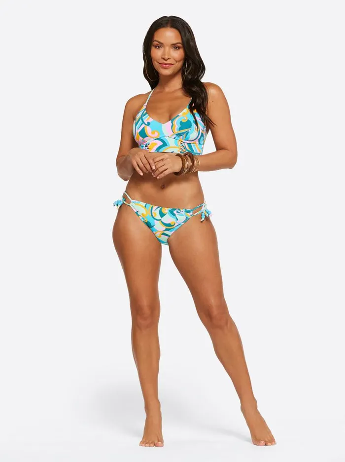 Women Dream State String Side Hipster In Blue Multi Jessica Simpson Swim