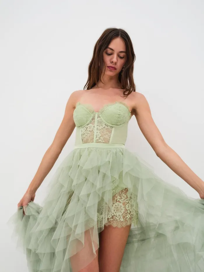 Women Dresses For Love and Lemons Bustier Gown Green Women Dresses For Love and Lemons Bustier Gown Green