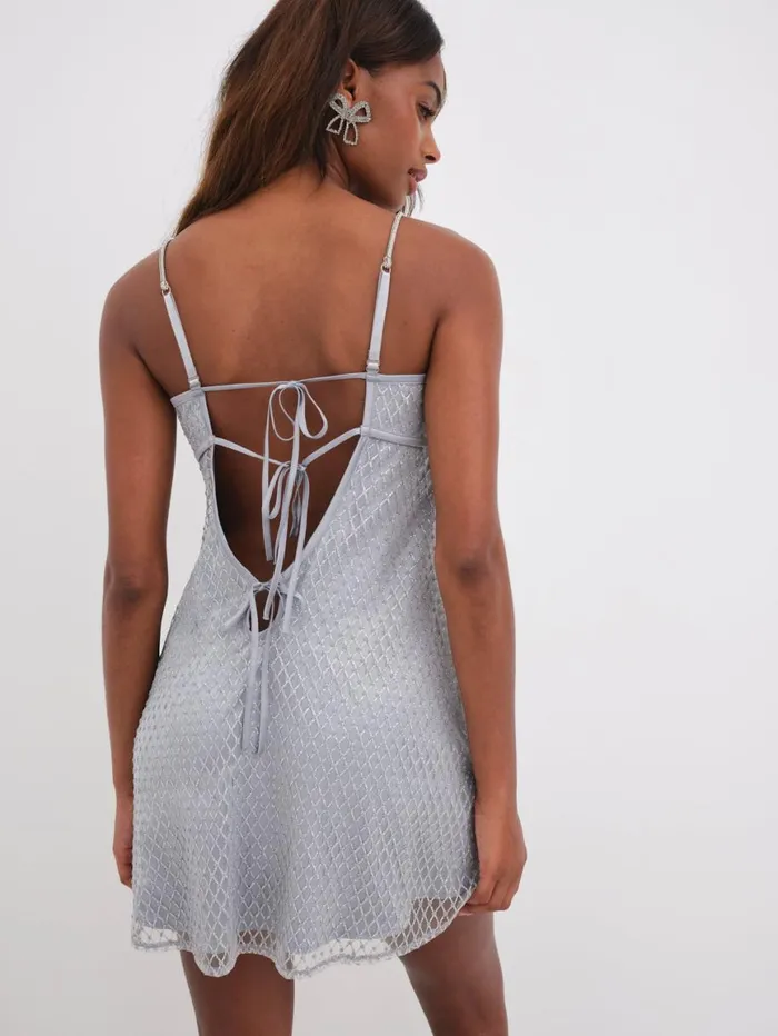 Women Dresses For Love and Lemons Glitter Slip Dress Silver Women Dresses For Love and Lemons Glitter Slip Dress Silver