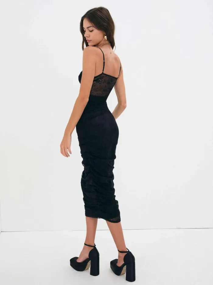 Women Dresses For Love and Lemons Poison Ruched Dress Black Women Dresses For Love and Lemons Poison Ruched Dress Black