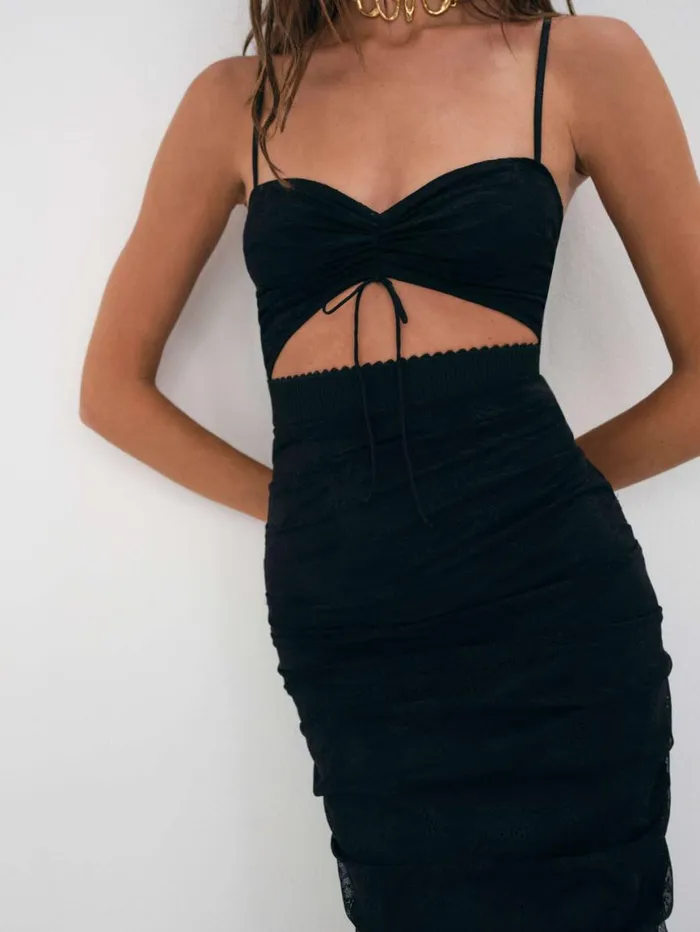 Women Dresses For Love and Lemons Poison Ruched Dress Black Women Dresses For Love and Lemons Poison Ruched Dress Black
