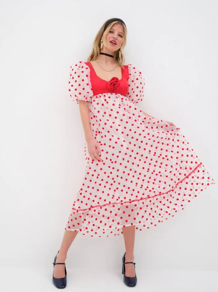 Women Dresses For Love and Lemons Rhoda Midi Dress Red