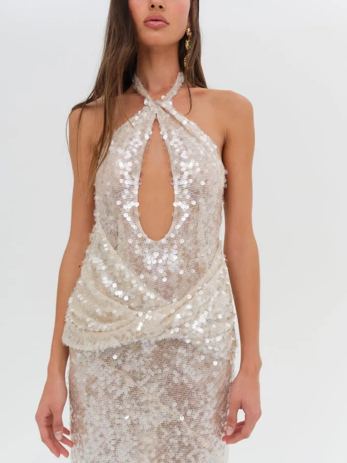 Women Dresses For Love and Lemons Sydney Sequin Maxi Dress Neutral Women Dresses For Love and Lemons Sydney Sequin Maxi Dress Neutral