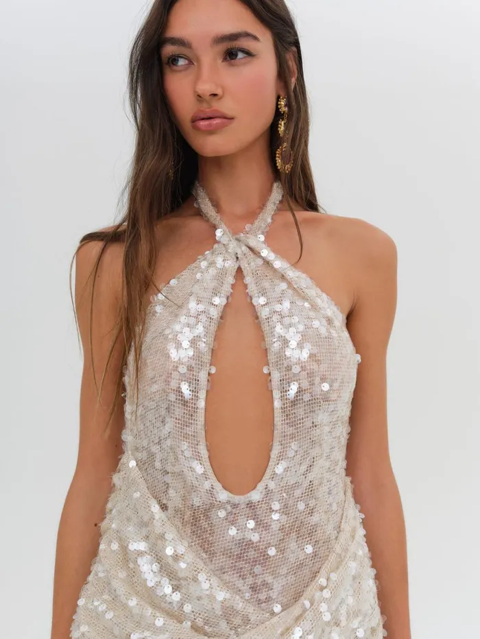 Women Dresses For Love and Lemons Sydney Sequin Maxi Dress Neutral Women Dresses For Love and Lemons Sydney Sequin Maxi Dress Neutral