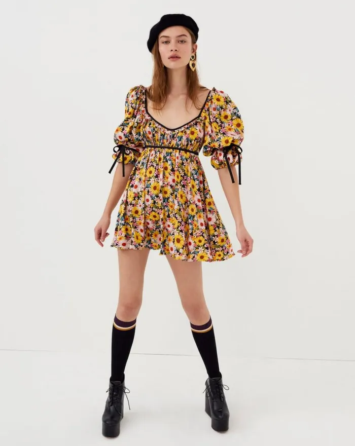 Women Dresses For Love and Lemons Sylvia Mini Dress Yellow Women Dresses For Love and Lemons Sylvia Mini Dress Yellow
