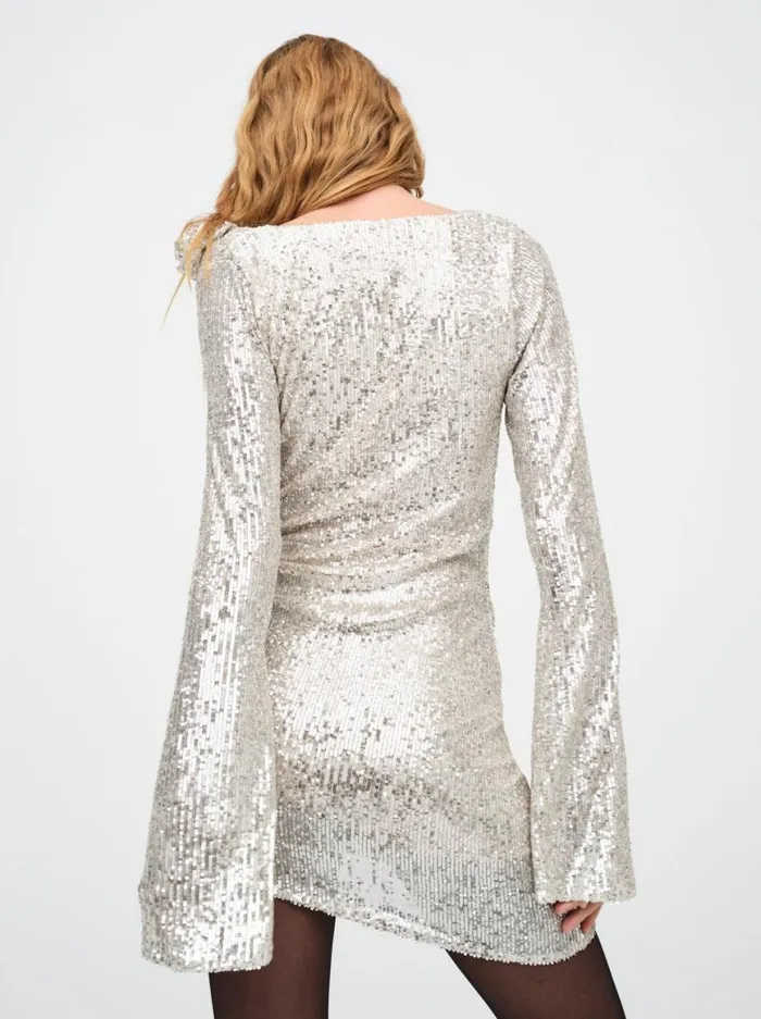 Women Dresses For Love and Lemons Tia Mini Dress Silver Women Dresses For Love and Lemons Tia Mini Dress Silver