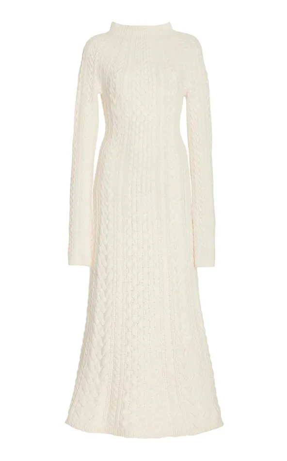Women Dresses Gabriela Hearst Amaris Knit Dress In Ivory Cashmere