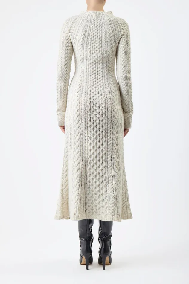 Women Dresses Gabriela Hearst Amaris Knit Dress In Ivory Cashmere
