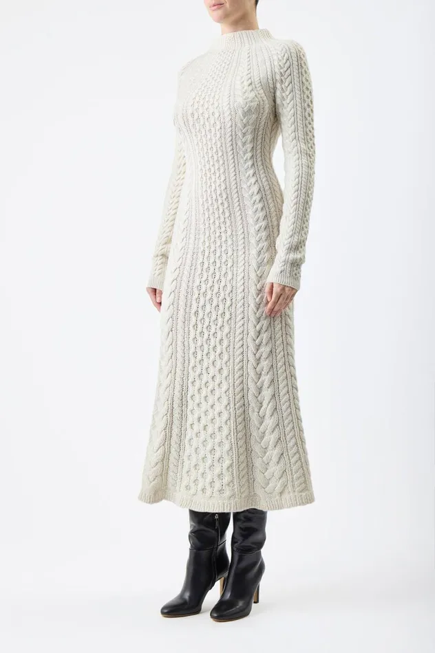 Women Dresses Gabriela Hearst Amaris Knit Dress In Ivory Cashmere