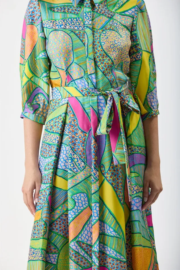 Women Dresses Gabriela Hearst Andy Pleated Shirtdress In Green Multi Printed Silk Twill