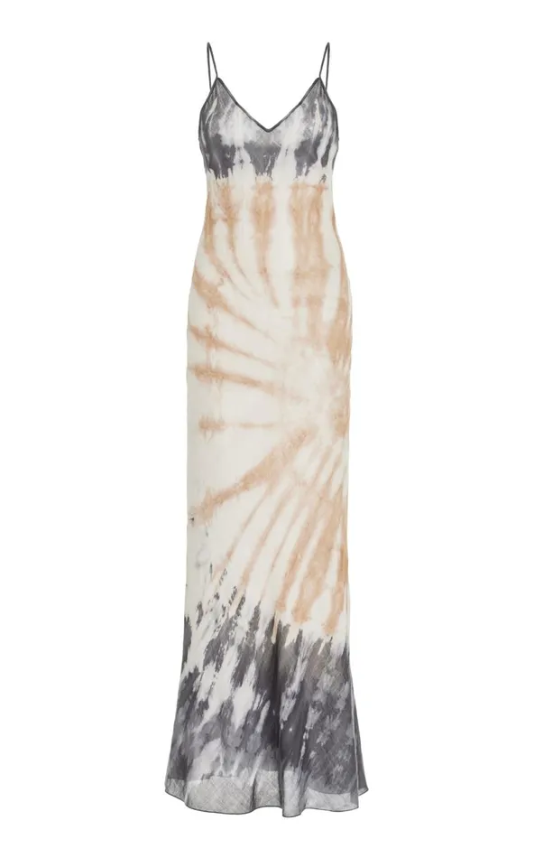 Women Dresses Gabriela Hearst Arwen Dress In Camel Multi Tie Dye Cashmere Silk Gauze