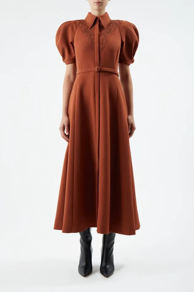 Women Dresses Gabriela Hearst Billy Dress In Red Clay DoubleFace Wool Crepe
