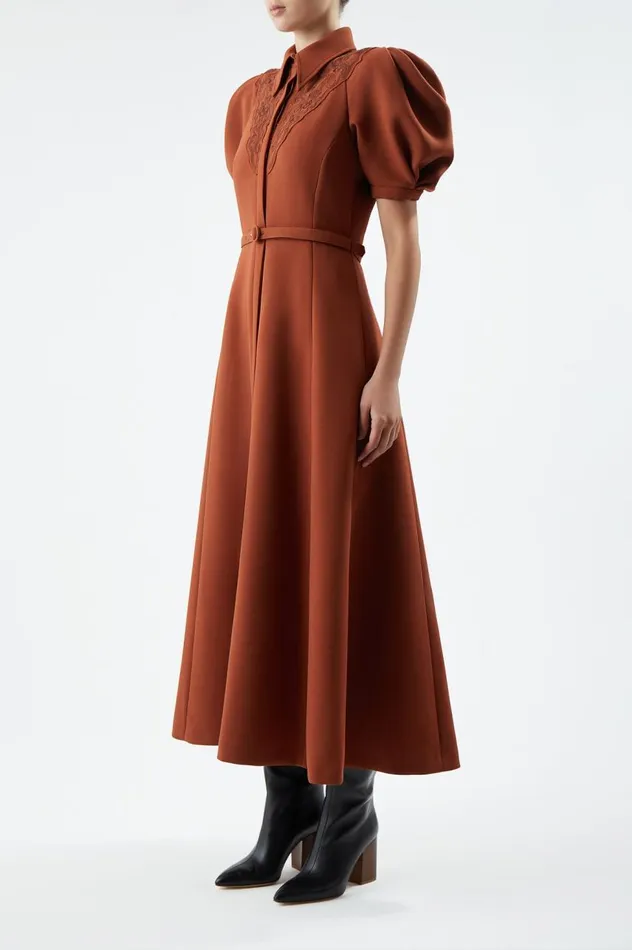 Women Dresses Gabriela Hearst Billy Dress In Red Clay DoubleFace Wool Crepe