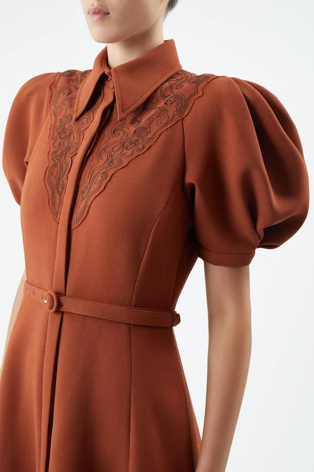 Women Dresses Gabriela Hearst Billy Dress In Red Clay DoubleFace Wool Crepe