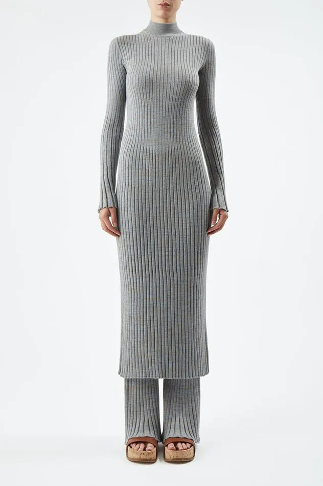Women Dresses Gabriela Hearst Castor Knit Dress In Light Blue Melange Cashmere