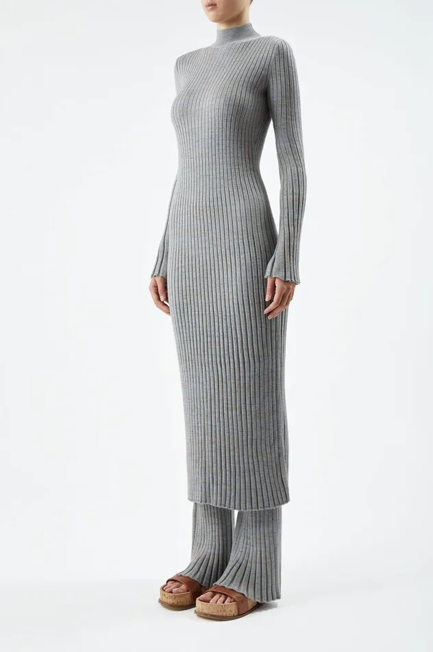 Women Dresses Gabriela Hearst Castor Knit Dress In Light Blue Melange Cashmere