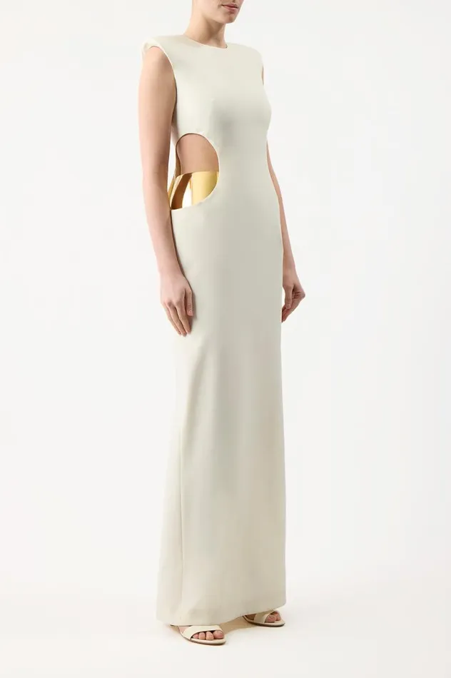 Women Dresses Gabriela Hearst Faith Dress In Ivory Silk Wool Cady