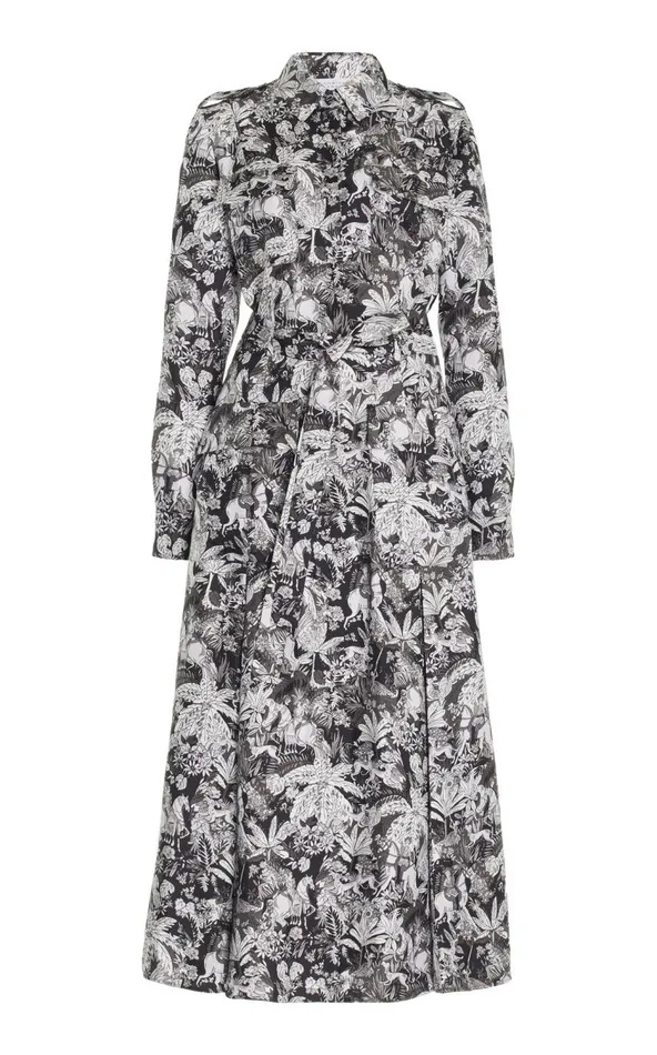 Women Dresses Gabriela Hearst Galway Shirtdress In Grey Scale Printed Silk Twill