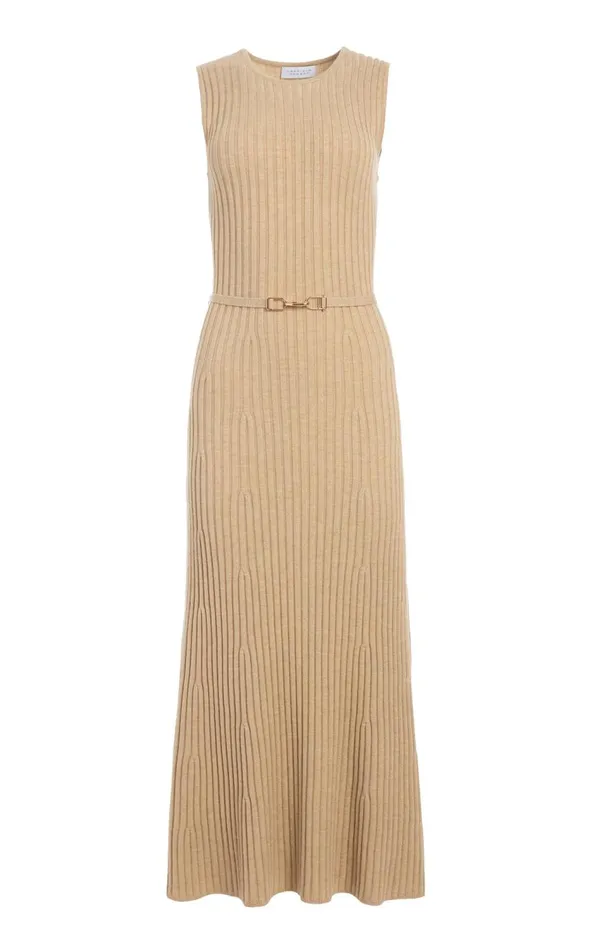 Women Dresses Gabriela Hearst Meier Knit Dress In Hay Merino Wool Cashmere