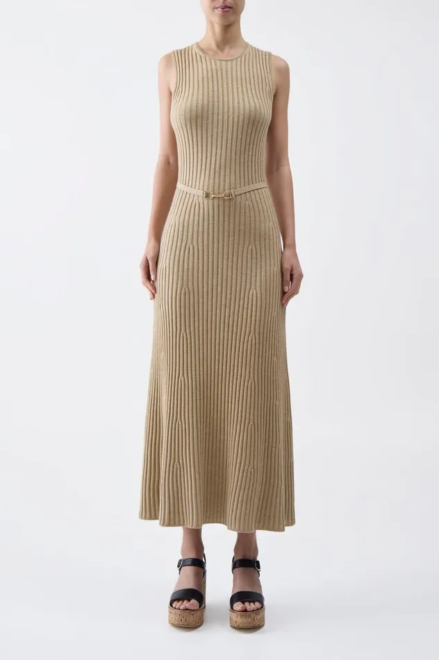 Women Dresses Gabriela Hearst Meier Knit Dress In Hay Merino Wool Cashmere