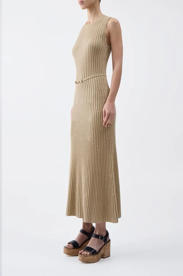 Women Dresses Gabriela Hearst Meier Knit Dress In Hay Merino Wool Cashmere
