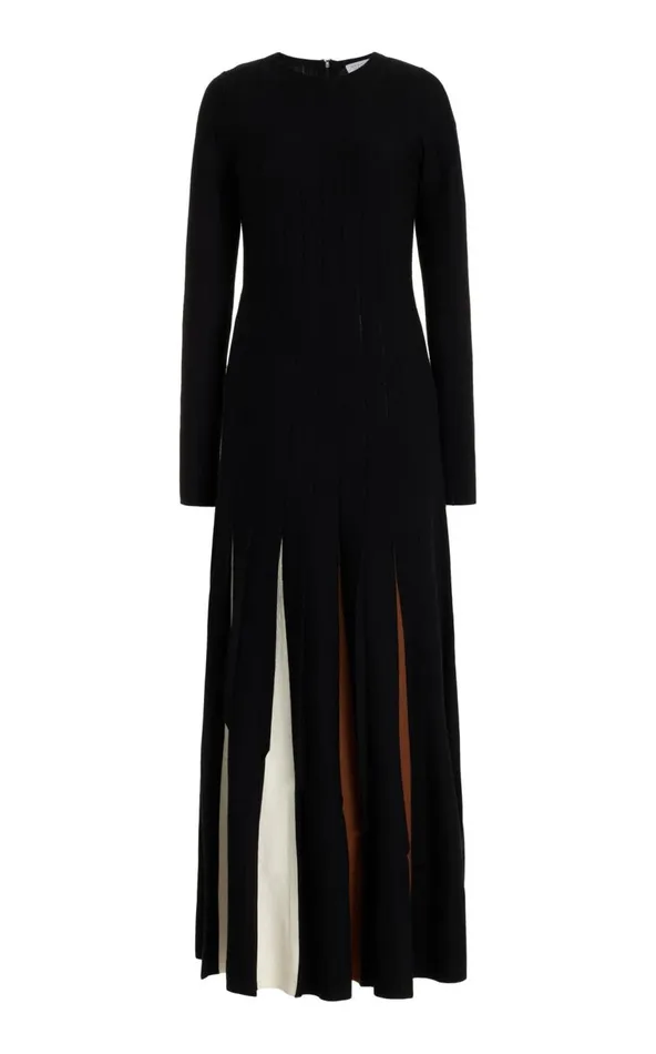 Women Dresses Gabriela Hearst Ottavia Knit Pleated Dress In Black Multi Merino Wool