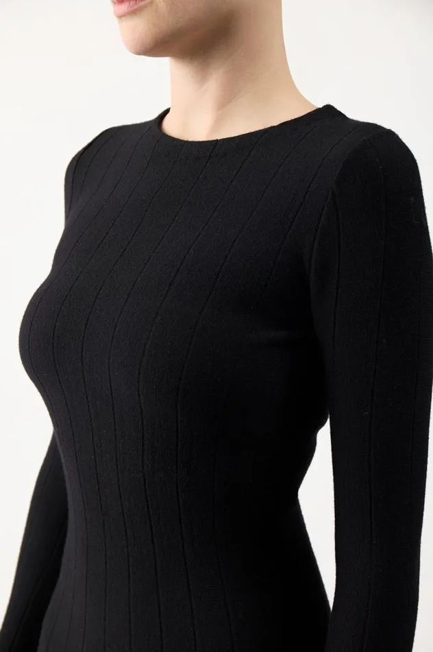 Women Dresses Gabriela Hearst Ottavia Knit Pleated Dress In Black Multi Merino Wool