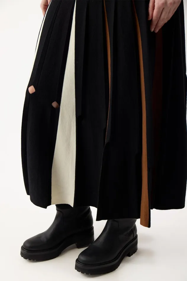 Women Dresses Gabriela Hearst Ottavia Knit Pleated Dress In Black Multi Merino Wool