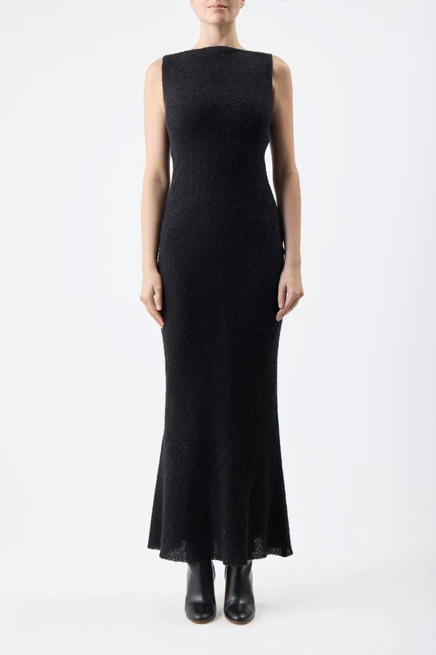 Women Dresses Gabriela Hearst Seren Dress In Black Silk Cashgora Boucle Gauze