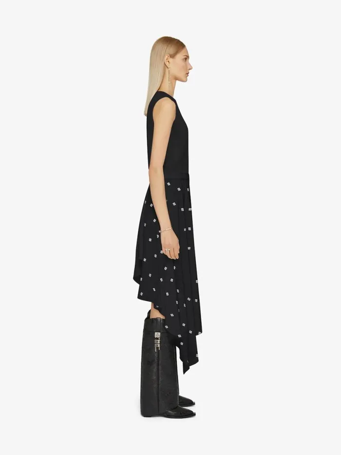Women Dresses Givenchy Dress In 4G Silk With Asymmetrical Ruffled Skirt Black