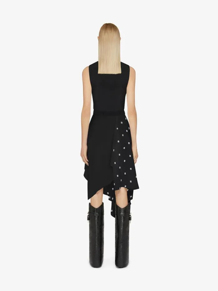 Women Dresses Givenchy Dress In 4G Silk With Asymmetrical Ruffled Skirt Black