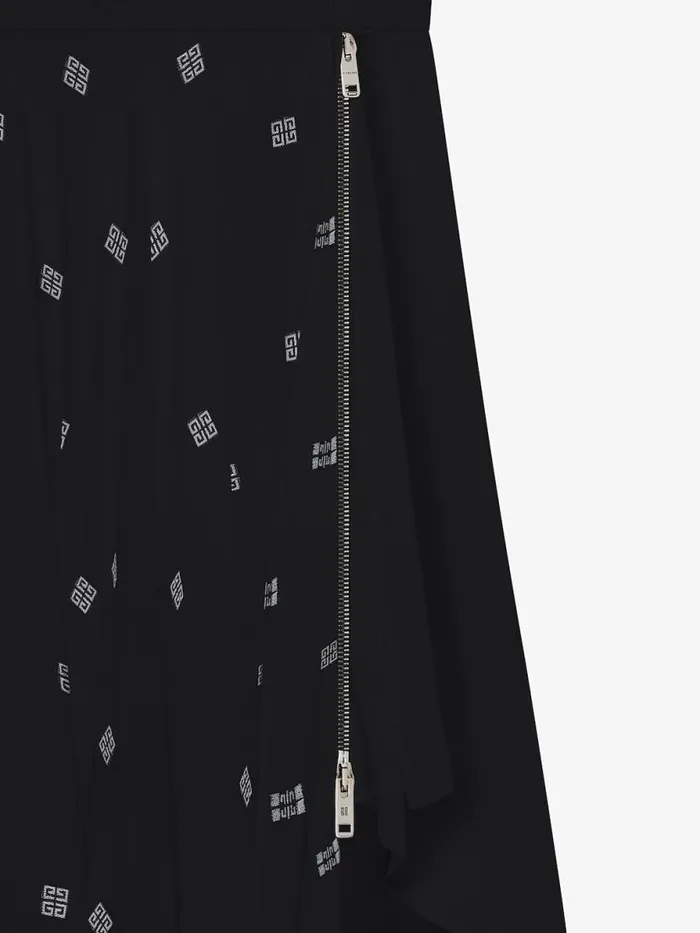 Women Dresses Givenchy Dress In 4G Silk With Asymmetrical Ruffled Skirt Black